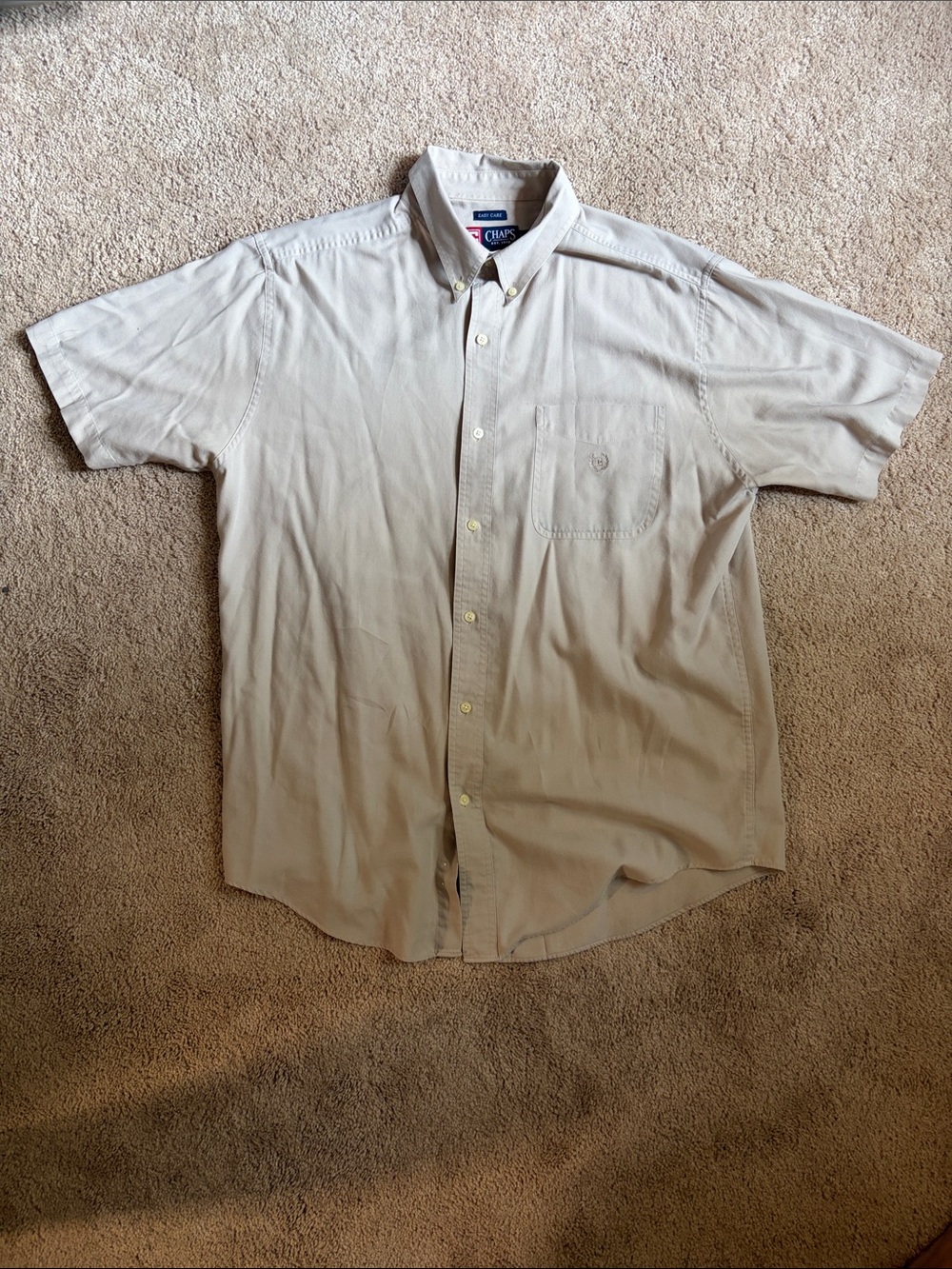 Chaps by Ralph Lauren Men’s Short Sleeve Button-Down Shirt in Beige